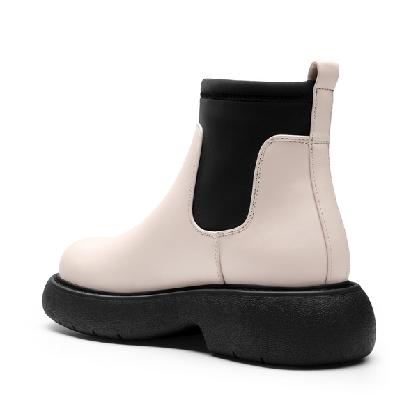 Elastic Platform Chelsea Booties - BEIGE WHITE - 3